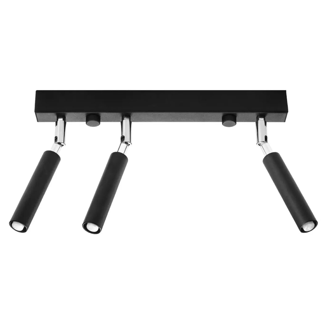 Luminaire plafonnier eyetech 3 noir avec trois têtes cylindriques ajustables en style industriel d’ambiance loft