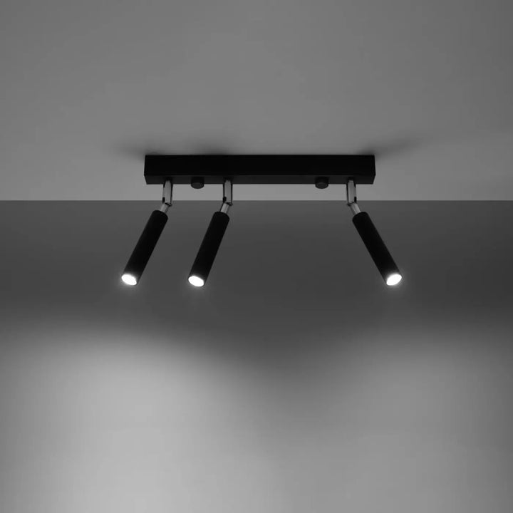 Plafonnier moderne eyetech noir trois spots ajustables style industriel d’ambiance loft pour éclairage intérieur