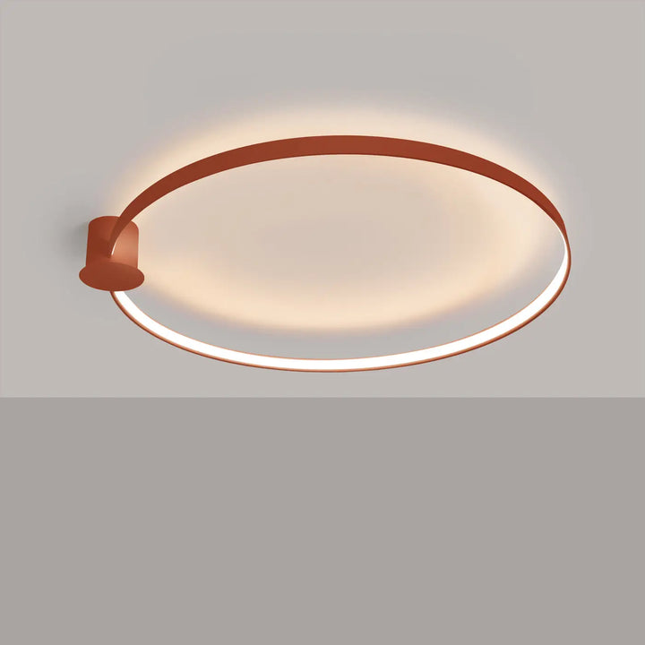 Luminaire plafonnier rio 110 rouge ocre en aluminium allient élégance avec anneaux led pour une lumière ambiante douce