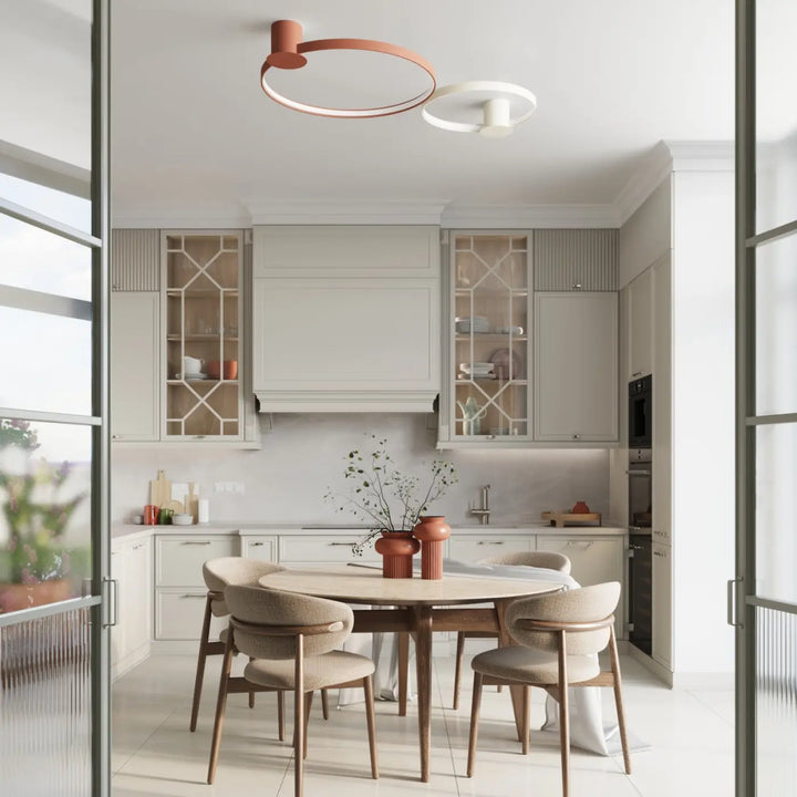 Terracotta luminaire plafonnier rio 110 3000k en aluminium allient élégance avec anneaux led de la collection rio rouge ocre