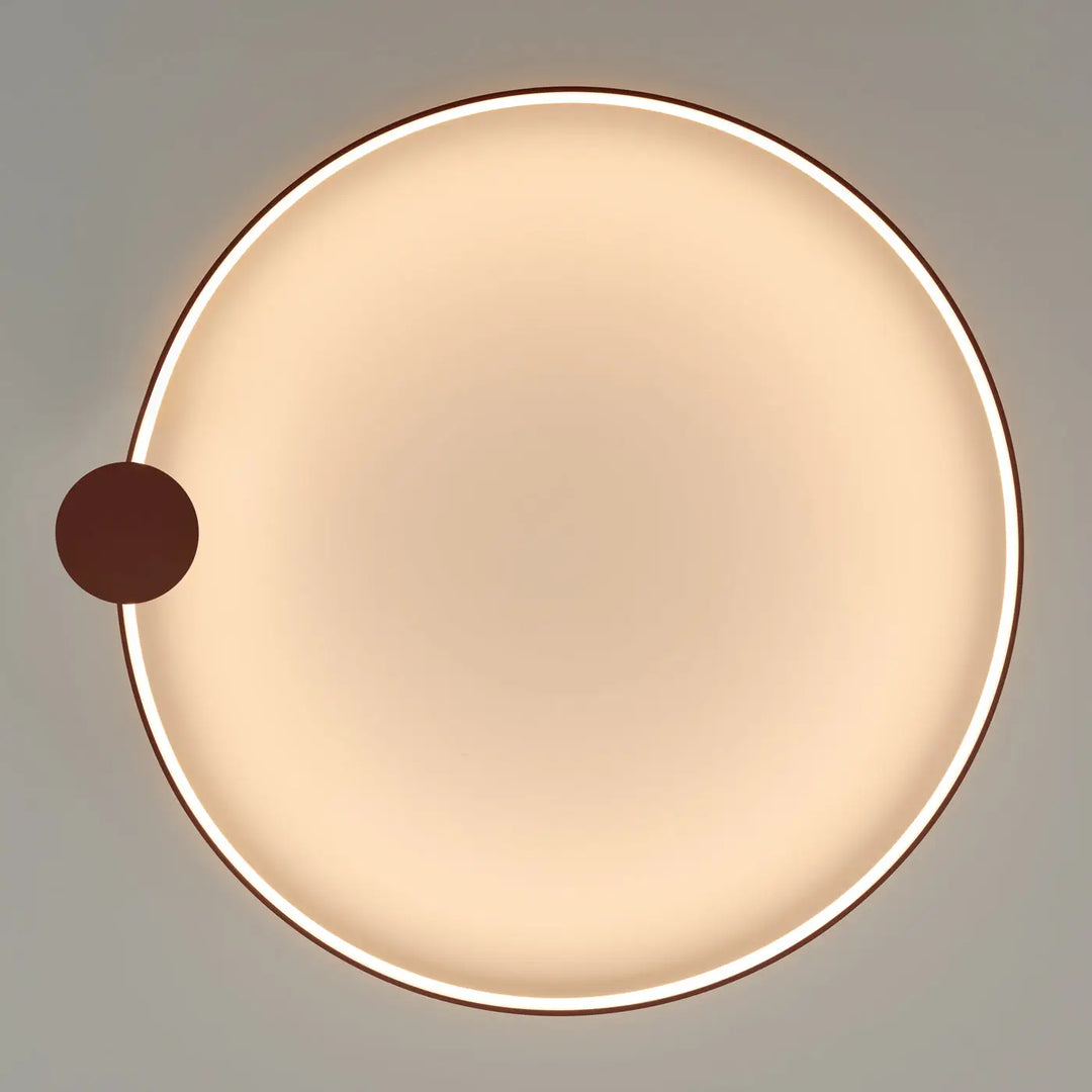 Luminaire plafonnier rio 110 rouge ocre avec cadre aluminium allient élégance et anneaux led pour une lumière diffuse chaleureuse