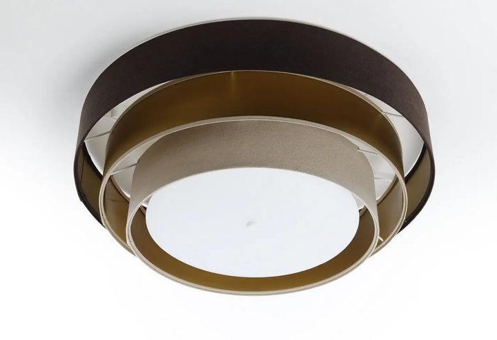Luminaire plafonnier triniti elegant avec anneaux concentriques marron beige et doré pour un éclairage moderne