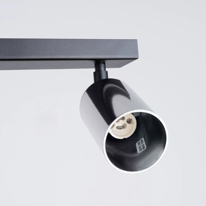 Plafonnier winx 3 noir chrome avec lampe winx allie design cylindre mat et douille e27 visible
