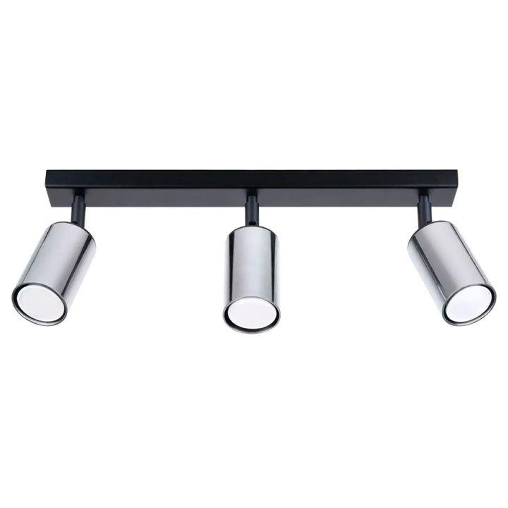 Luminaire plafonnier winx 3 noir avec trois spots cylindriques réglables finition chrome design winx allie