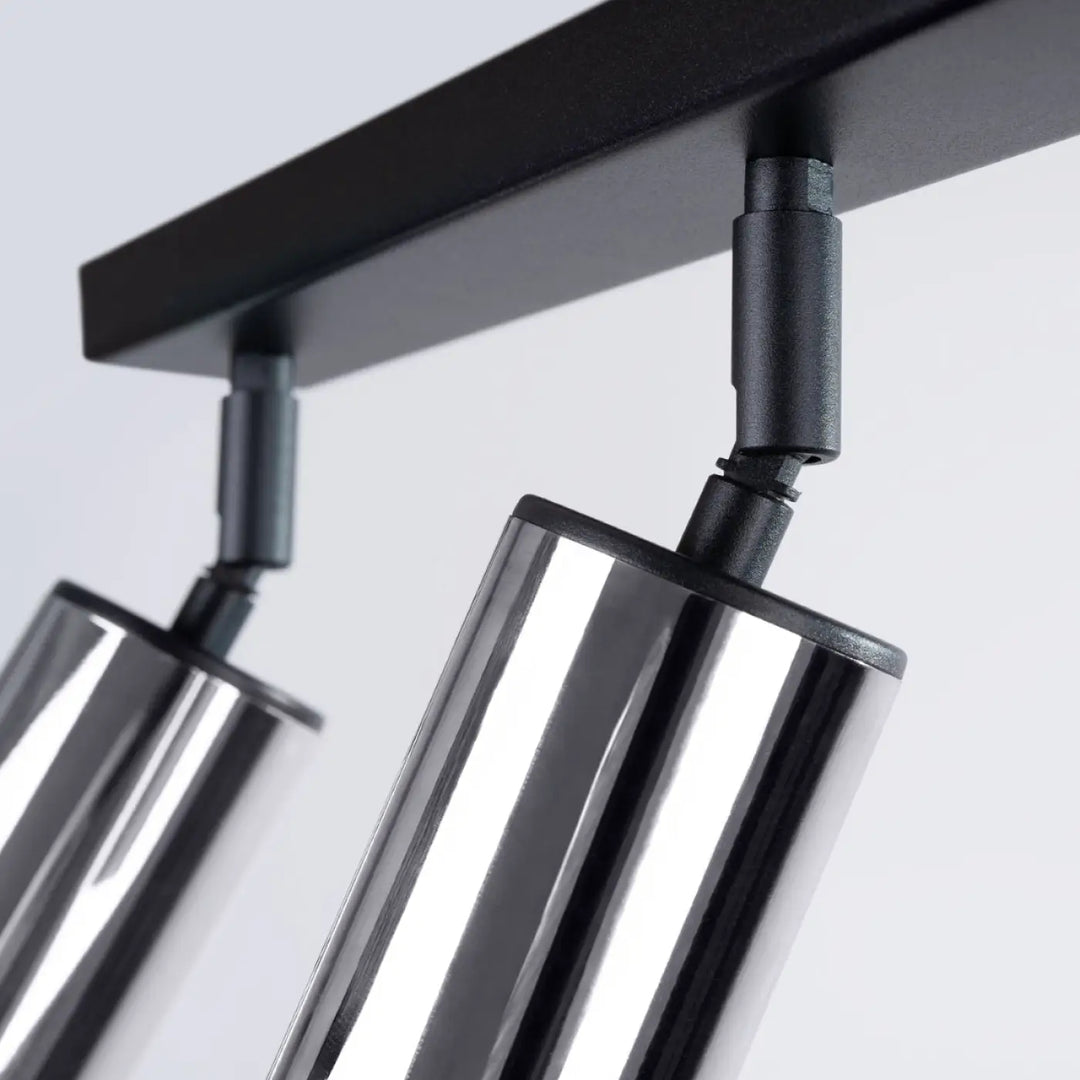 Plafonnier winx noir avec abat-jour cylindrique chrome design lampe winx allie moderne et élégant