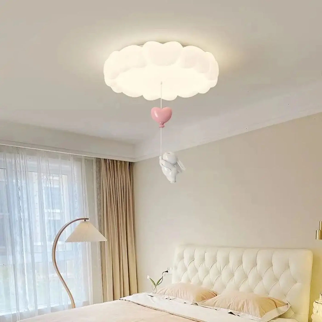 Luminaire plafonnier molya en forme de nuage blanc avec coeur rose et lapin pour salle à manger besoin d’ouvrir
