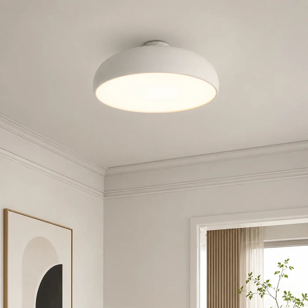 Luminaire plafonnier moderne blanc rond avec finition mate lisse idéal comme plafonnier moderne pour intérieur
