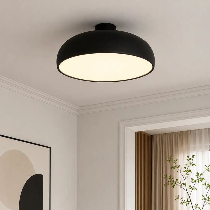 Luminaire plafonnier moderne noir mat avec design dôme élégant et éclairage blanc chaud multifonction plafonnier moderne