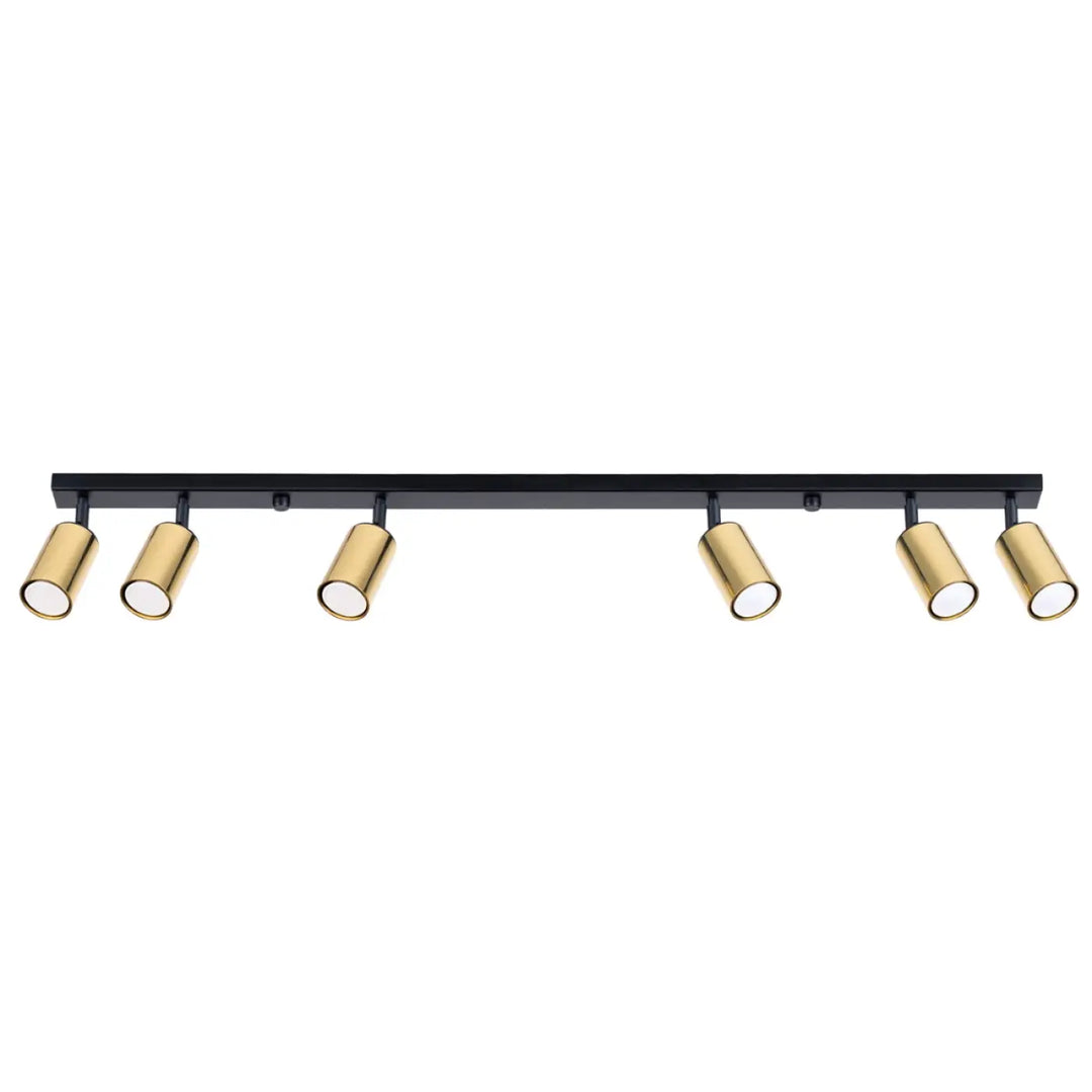 Luminaire plafonnier winx 6l noir avec six spots réglables finition dorée lampe winx allie design moderne