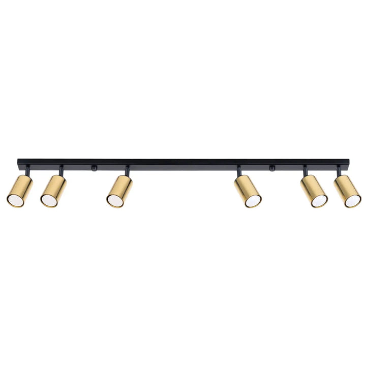 Luminaire plafonnier winx 6l noir avec six spots réglables finition dorée lampe winx allie design moderne