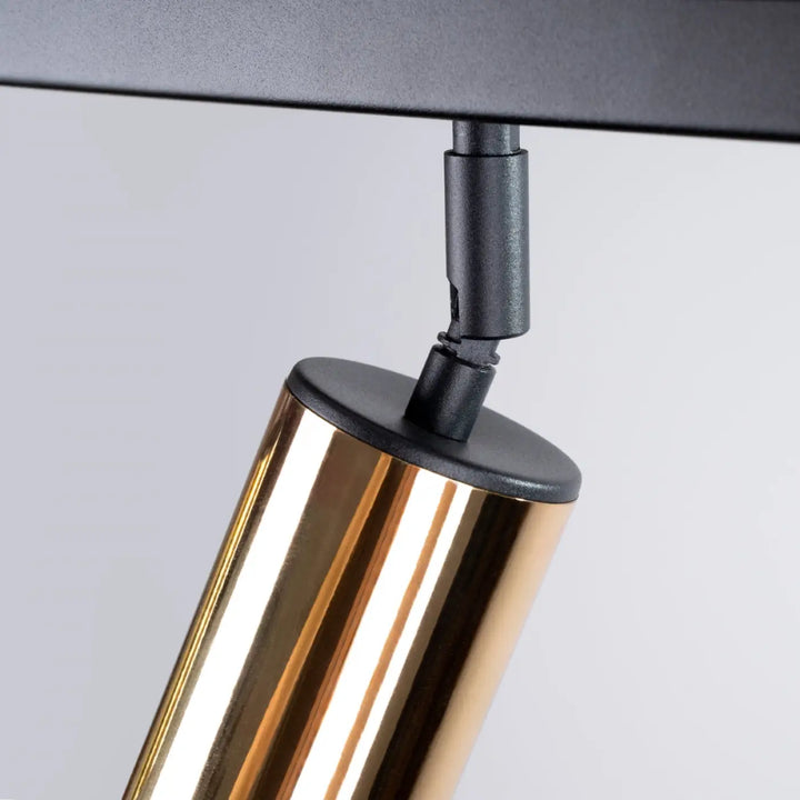 Luminaire plafonnier winx 6l noir avec design allie, finition laiton poli et fixation noire en aluminium