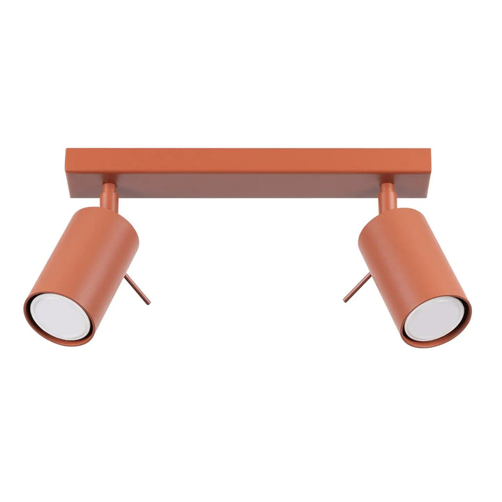 Luminaire plafonnier ring 2 rouge ochra en cuivre avec double lampe ring à éclairage flexible et design minimalisme moderne