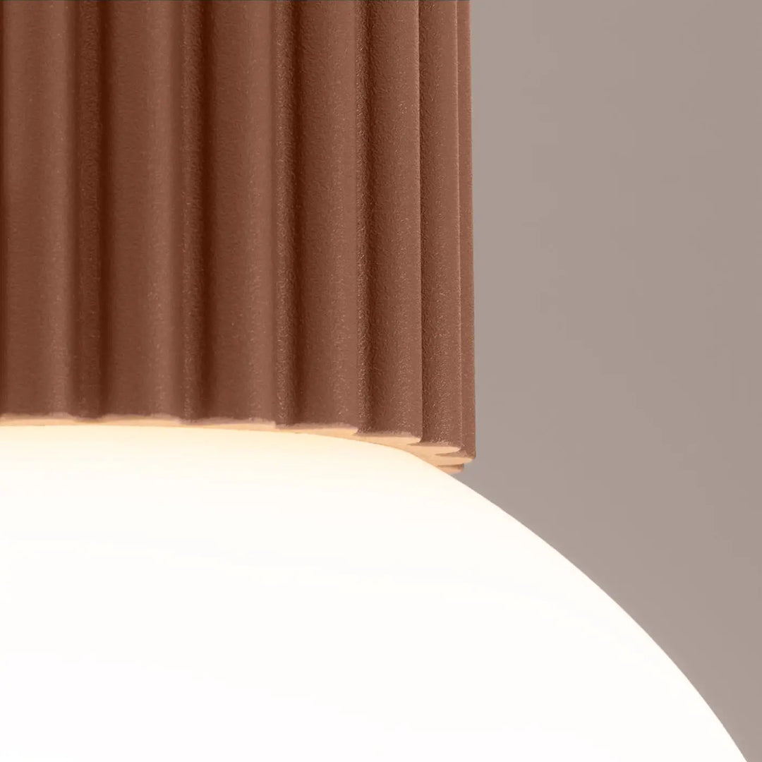 Luminaire plafonnier halo moka avec abat-jour côtelé marron mat lampe halo sphère laiteuse bureau décorative