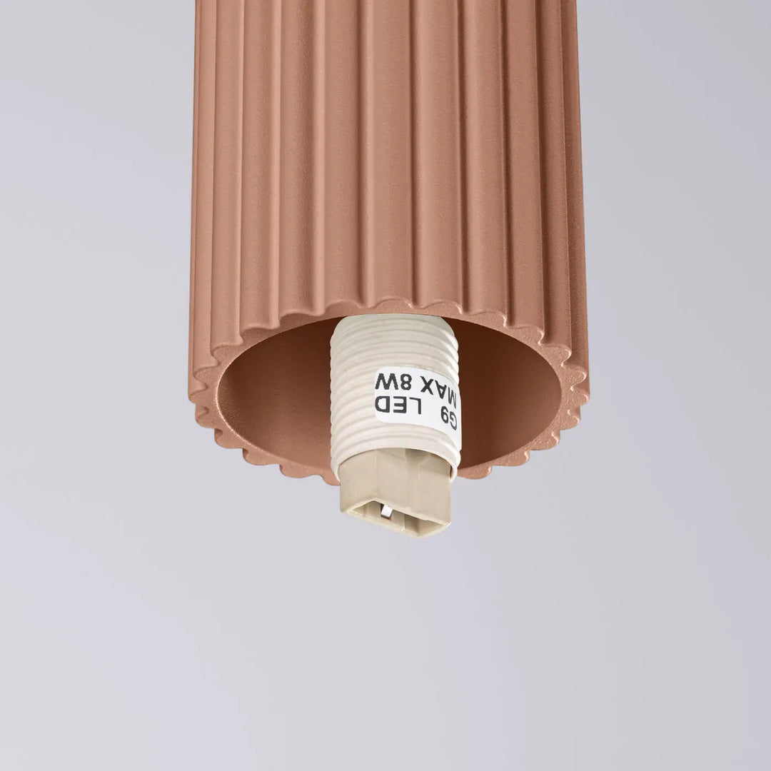 Luminaire plafonnier halo moka cuivre cylindre avec texture cannelée et bord festonné pour bureau décorative
