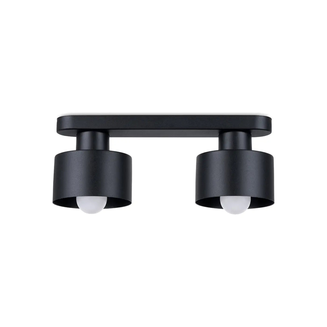 Luminaire plafonnier savar 2 noir en finition mate noire avec double tête et abat-jour cylindriques lampy z linii savar przyciągają uwagę jednocześnie emanują prostotą