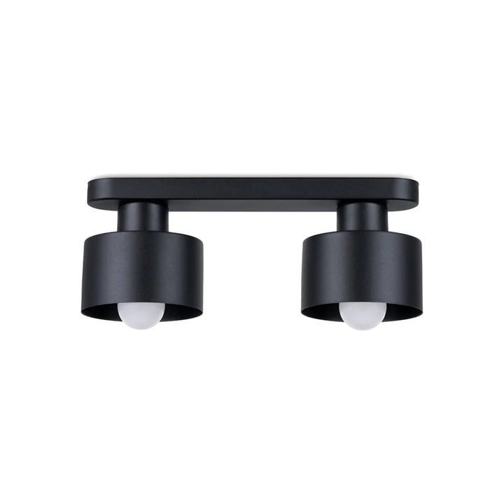 Luminaire plafonnier savar 2 noir en finition mate noire avec double tête et abat-jour cylindriques lampy z linii savar przyciągają uwagę jednocześnie emanują prostotą