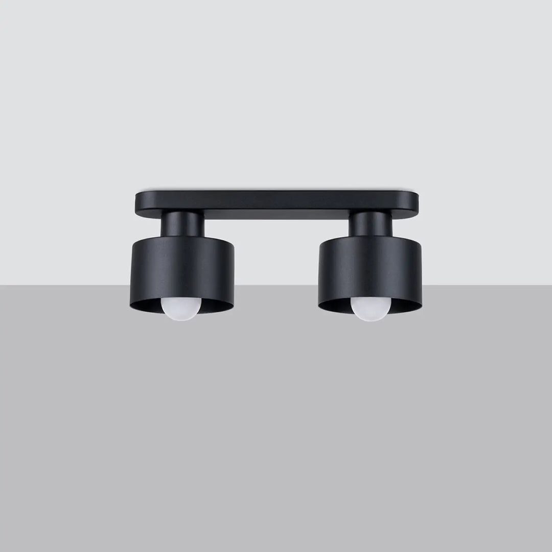Luminaire plafonnier savar 2 noir avec deux têtes cylindriques mates intégrées lampy z linii savar przyciągają uwagę jednocześnie emanują prostotą