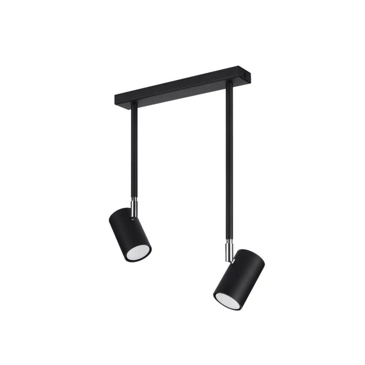 Luminaire plafonnier norano 2 noir en finition mate avec deux spots cylindriques réglables de la collection norano
