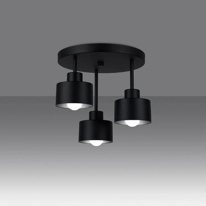 Luminaire plafonnier savar 3 noir avec trois abat-jours cylindriques noirs mat design klasyka w najlepszym