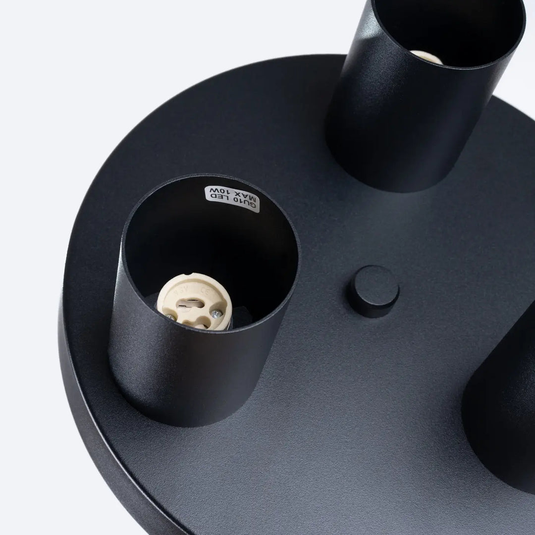 Plafonnier lagos noir mat avec trois douilles cylindriques en métal pour un caractère chic et contemporain