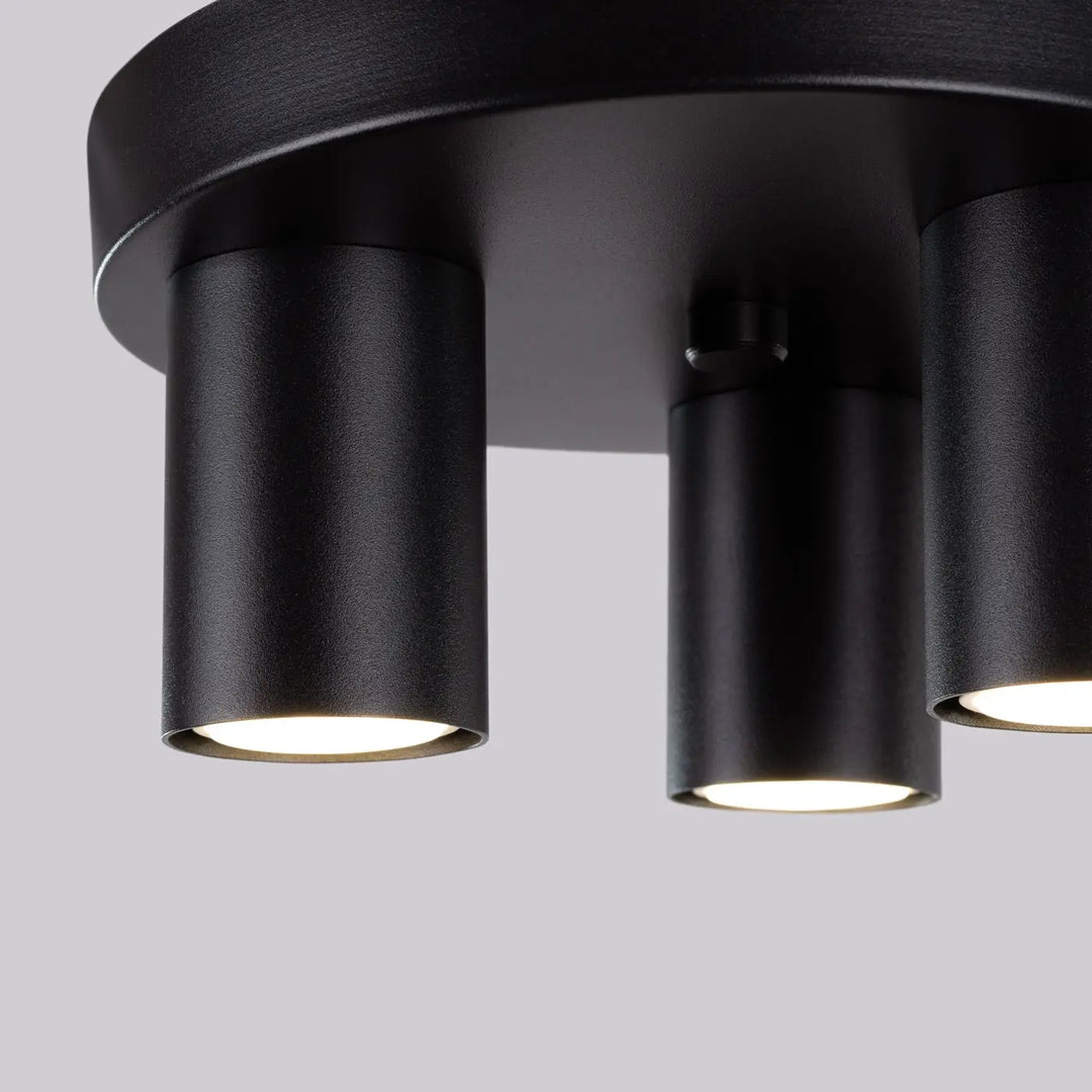 Plafonnier lagos 3p noir en led cylindrique avec finition mate et trois luminaires pour un caractère chic