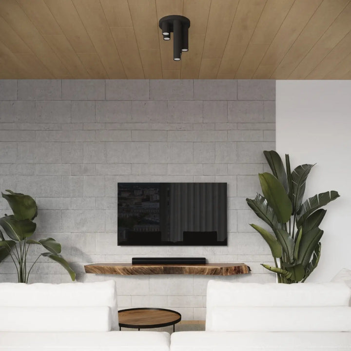 Plafonnier lagos noir cylindrique avec trois spots orientables pour un éclairage chic et fonctionnel