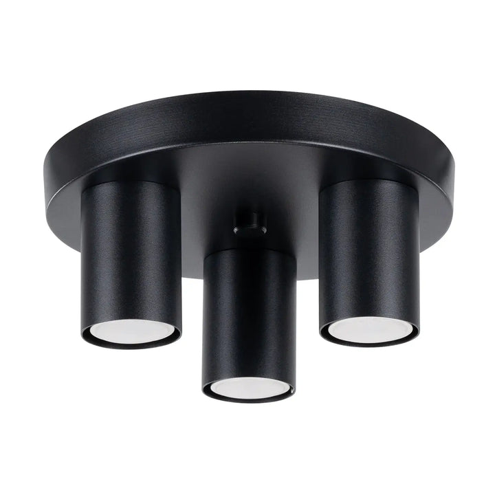 Plafonnier lagos noir mat à trois bras cylindriques pour une lampe lagos au caractère chic et moderne