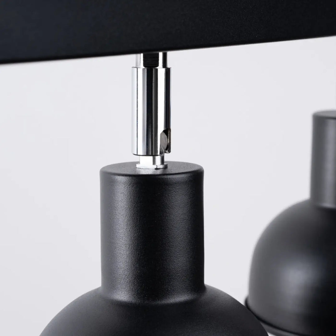 Lampe elba luminaire plafonnier noir avec base mate et tige chrome minimalisme combiné éléments subtils