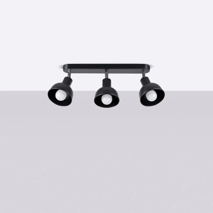 Luminaire plafonnier elba 3 noir avec trois spots ajustables en finition mate pour un minimalisme combiné subtil