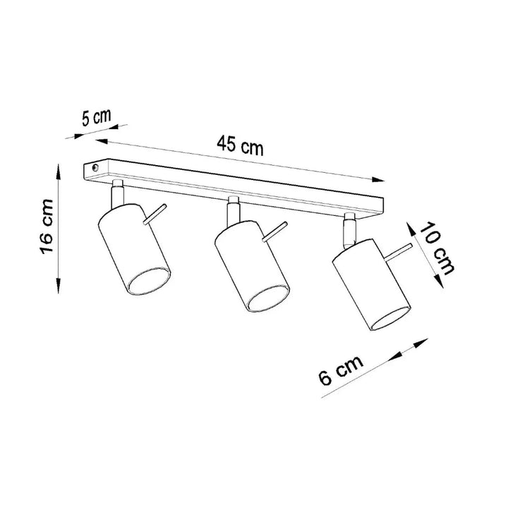 Luminaire plafonnier ring 3 noir trois lumières avec abat-jours cylindriques et finition métallique vous pouvez facilement linstaller