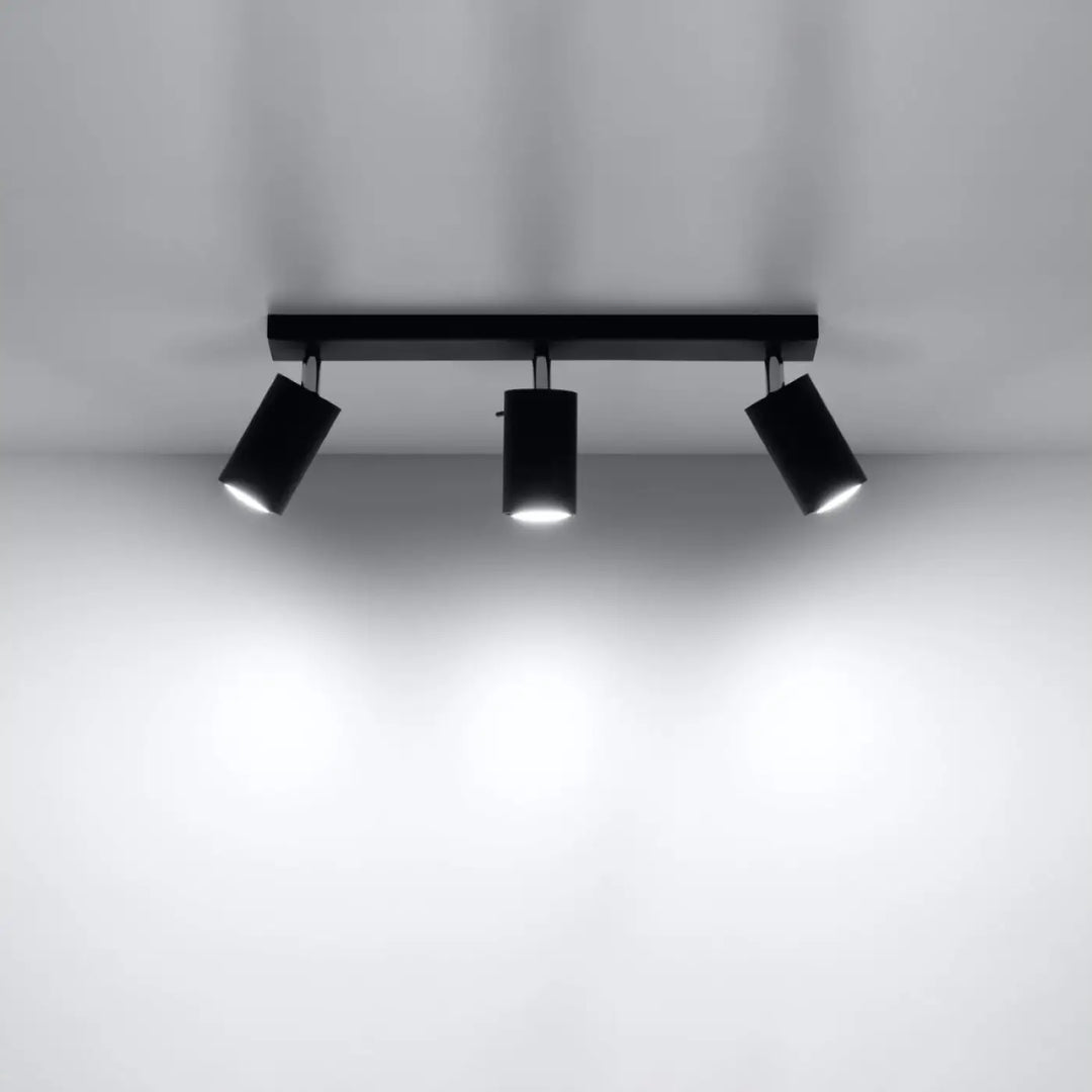 Luminaire plafonnier ring 3 noir avec trois spots réglables en finition mate noir que vous pouvez facilement installer
