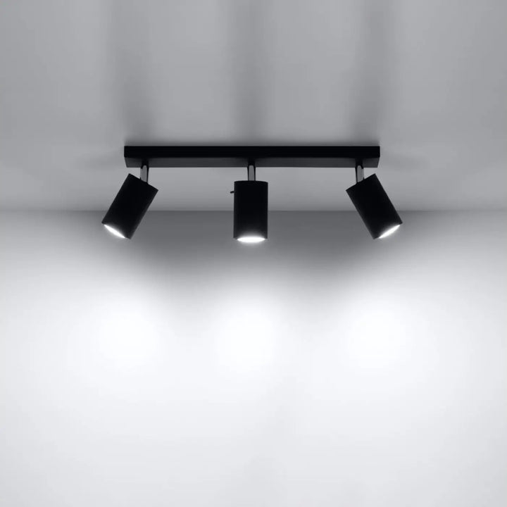 Luminaire plafonnier ring 3 noir avec trois spots réglables en finition mate noir que vous pouvez facilement installer