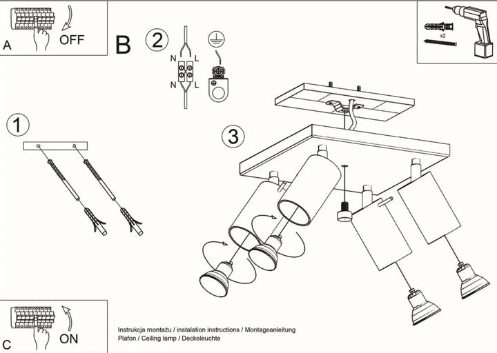 Luminaire plafonnier ring 4 noir avec bras réglables pour créer une ambiance intérieure de demi-obscurité chaleureuse