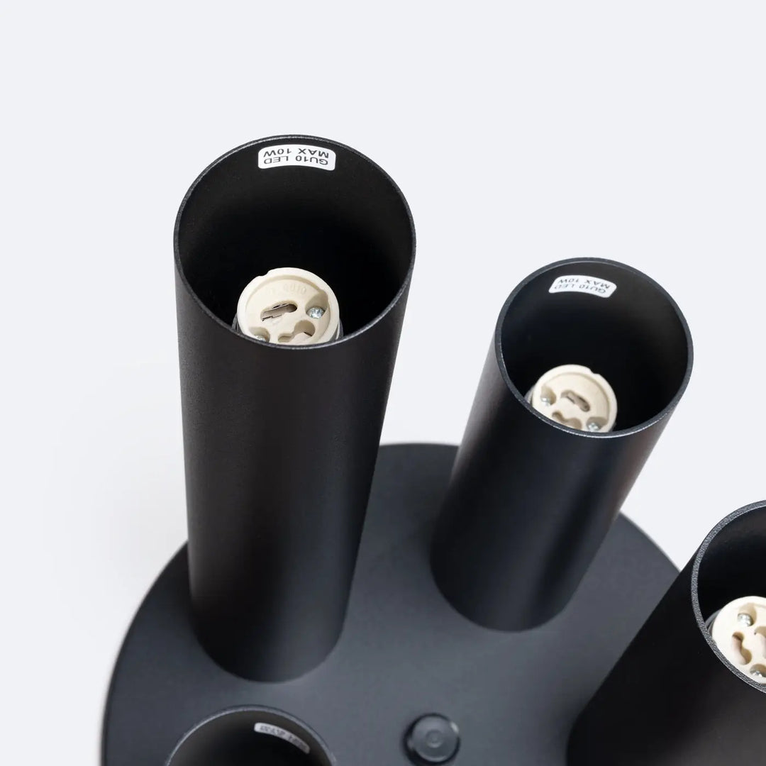 Plafonnier lagos 5p noir avec douilles led intégrées en finition mate noire pour un caractère chic et moderne
