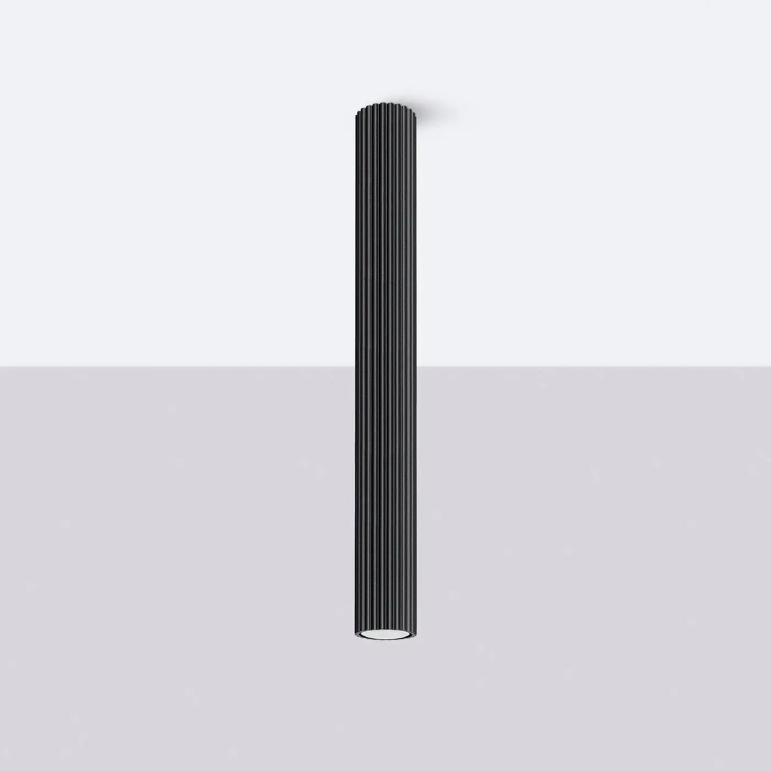 Luminaire plafonnier karbon 60 noir avec design minimaliste et ampoules gu10 interchangeables en matériau ribbé