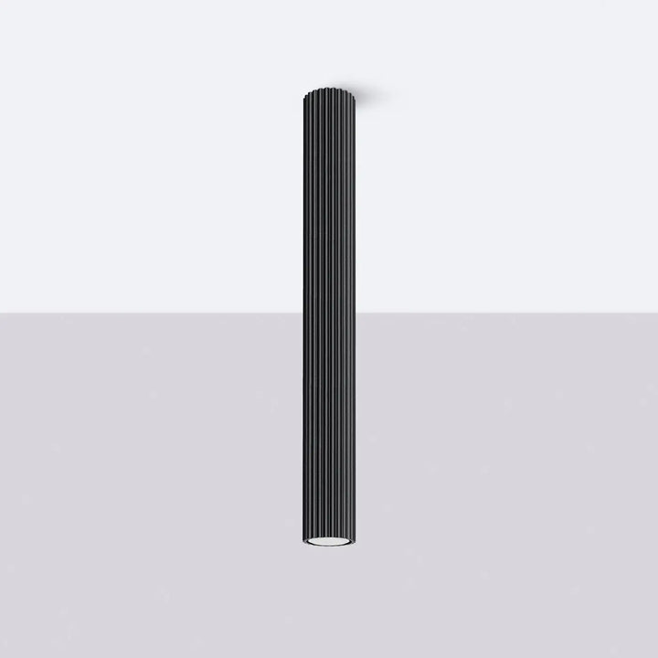 Luminaire plafonnier karbon 60 noir avec design minimaliste et ampoules gu10 interchangeables en matériau ribbé