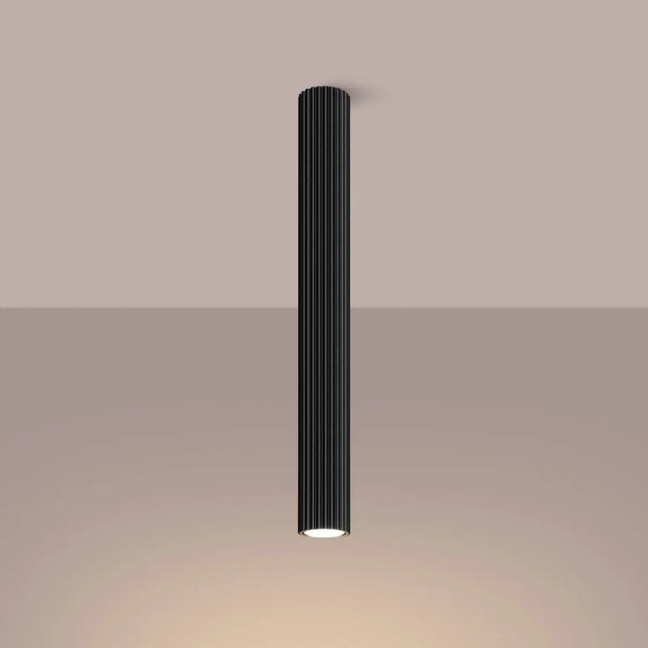 Luminaire plafonnier karbon 60 noir allie design minimaliste et ampoules gu10 interchangeables en cylindre noir ribbé