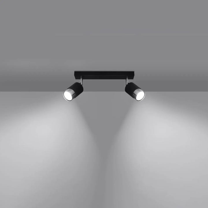 Plafonnier applique moderne nero 2 noir chrome avec têtes ajustables pour un éclairage polyvalent