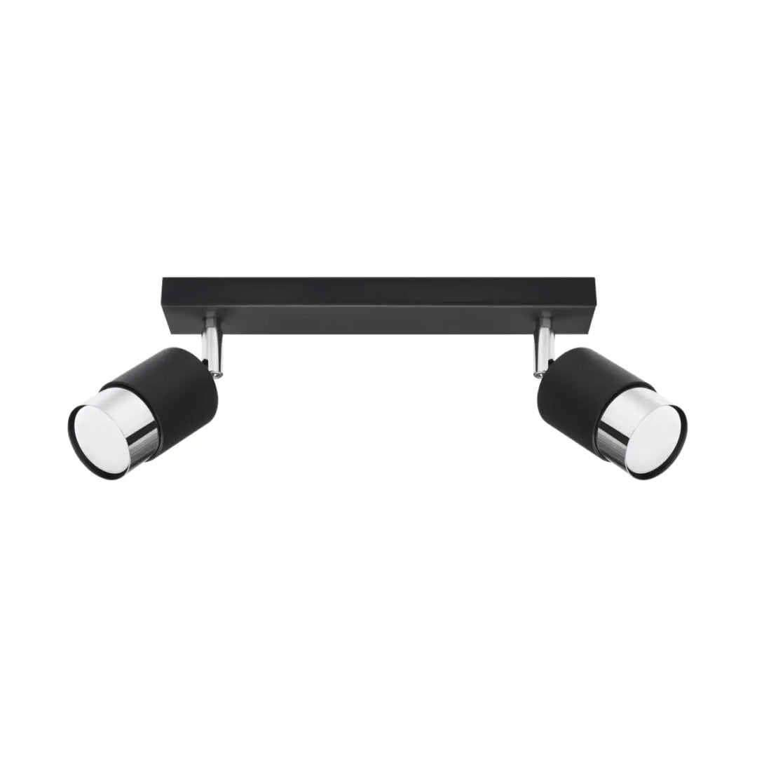 Plafonnier nero double tête noir avec accents chrome design applique moderne pour éclairage intérieur contemporain