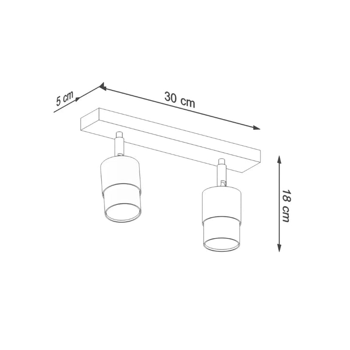 Luminaire plafonnier nero 2 noir chrome avec deux spots cylindriques et barre de montage rectangulaire moderne plafonnier applique moderne
