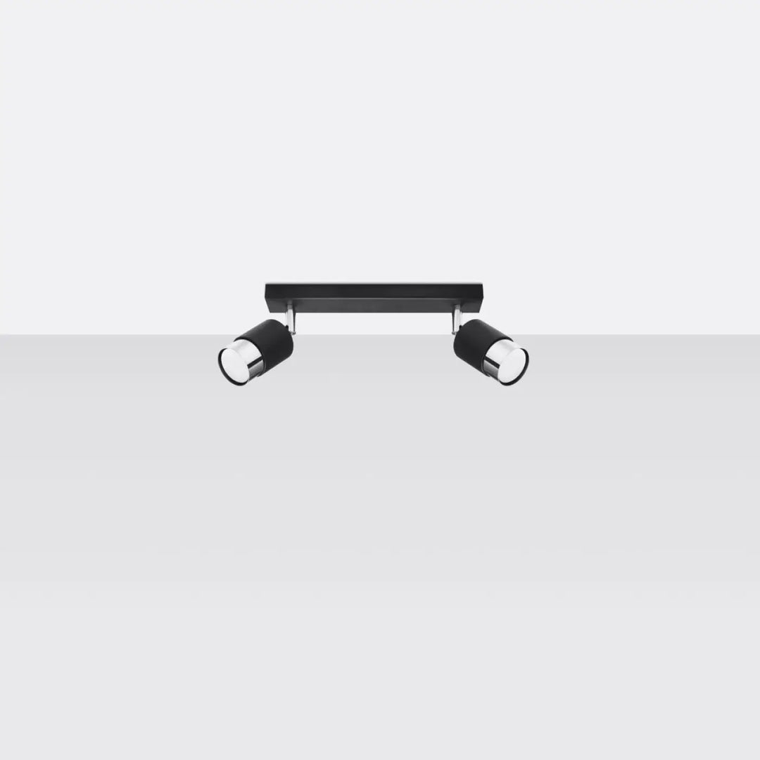 Luminaire plafonnier nero 2 noir chrome avec double spot encastré design pour un plafonnier applique moderne