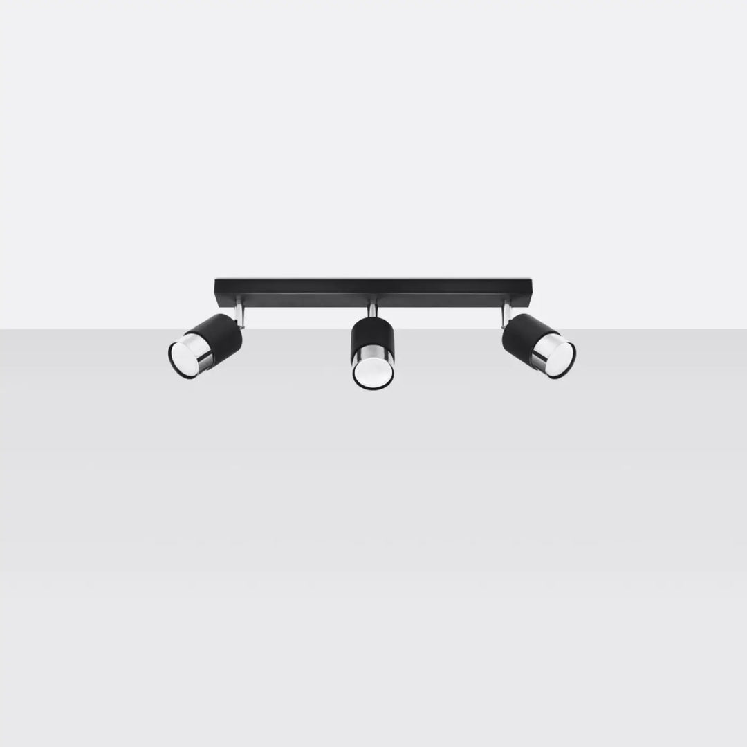 Luminaire plafonnier nero 3 noir chrome avec trois spots ajustables pour un plafonnier applique moderne