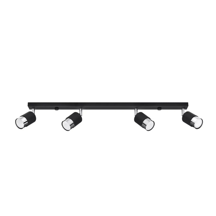Plafonnier applique moderne nero 4 noir chrome avec quatre spots ajustables en finition mate noire et chrome