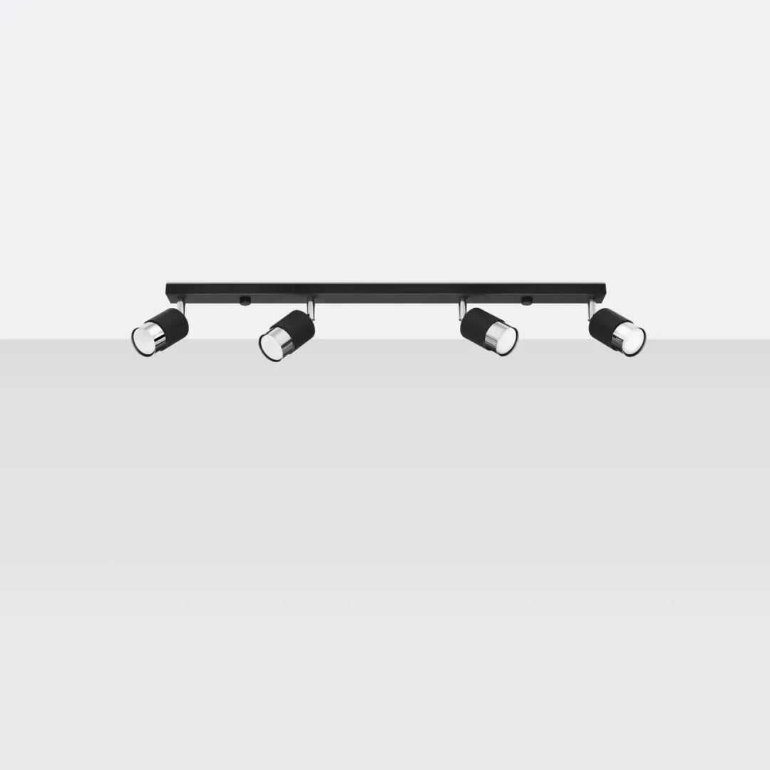 Plafonnier applique moderne nero 4 noir avec quatre spots réglables en finition mate noire chrome