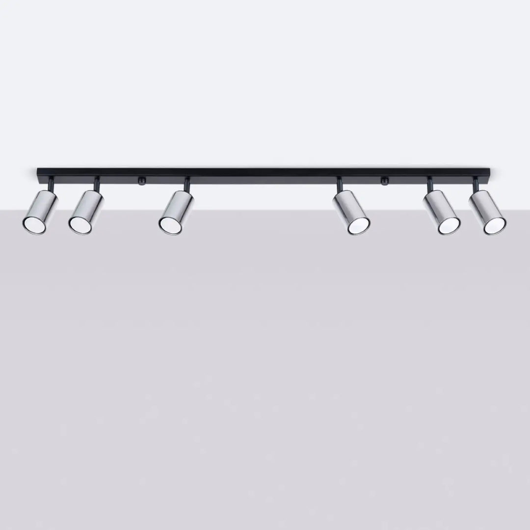 Plafonnier winx noir avec six spots réglables finition chrome design lampe winx allie moderne et fonctionnel