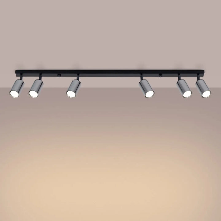 Luminaire plafonnier winx 6l noir chrome avec six spots cylindriques ajustables en design winx allie