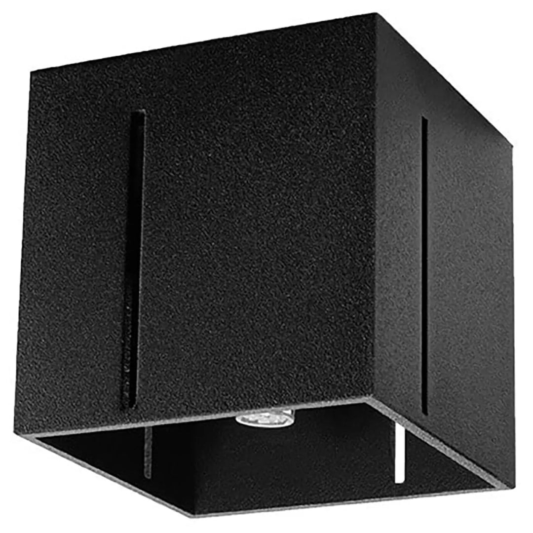 Luminaire plafonnier pixar noir cube mat avec perforation linéaire pour disperser un spectacle lumineux moderne et minimaliste