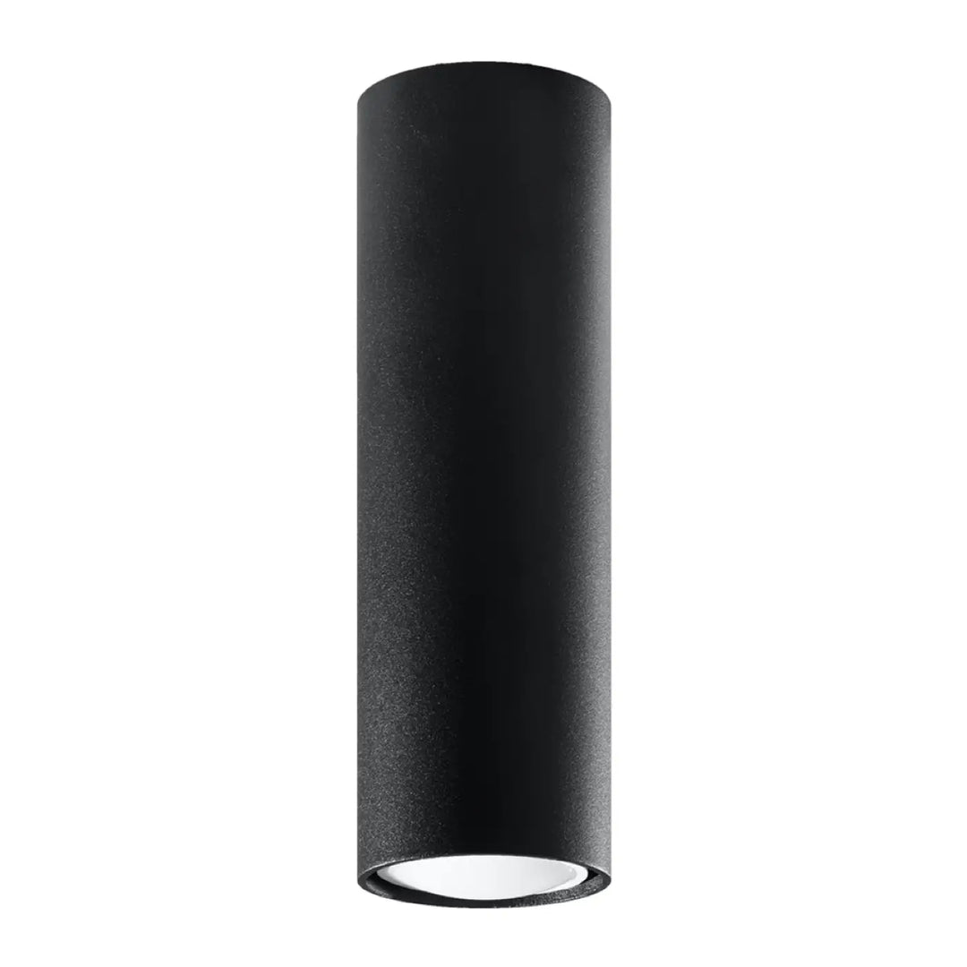 Plafonnier Lagos 20 noir cylindrique mat avec intérieur blanc offrant élégance moderne et lumière fonctionnelle