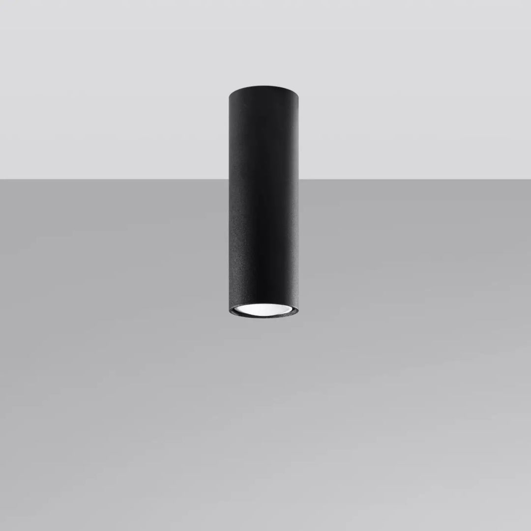 Plafonnier lagos noir cylindrical avec finition mate et led circulaire pour une élégance moderne et lumière fonctionnelle