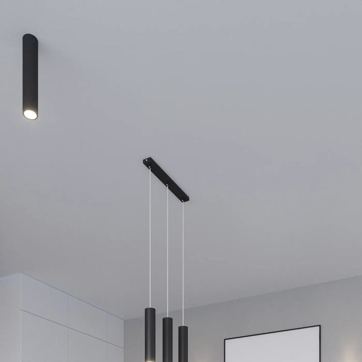Luminaire plafonnier lagos 30 noir avec élégance moderne et lumière fonctionnelle suspendu au plafond cylindrical